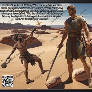 David vs. Goliath Art Print: Inspiring bravery and triumph, perfect for any home